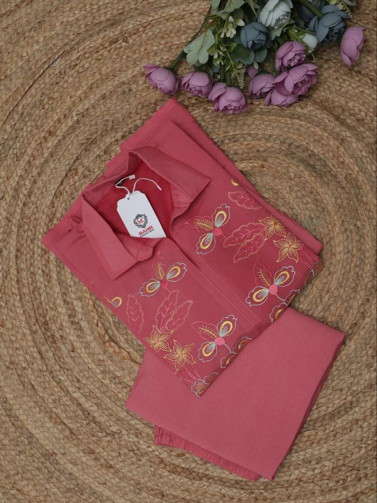 Magenta Women Embroidered Coord Set