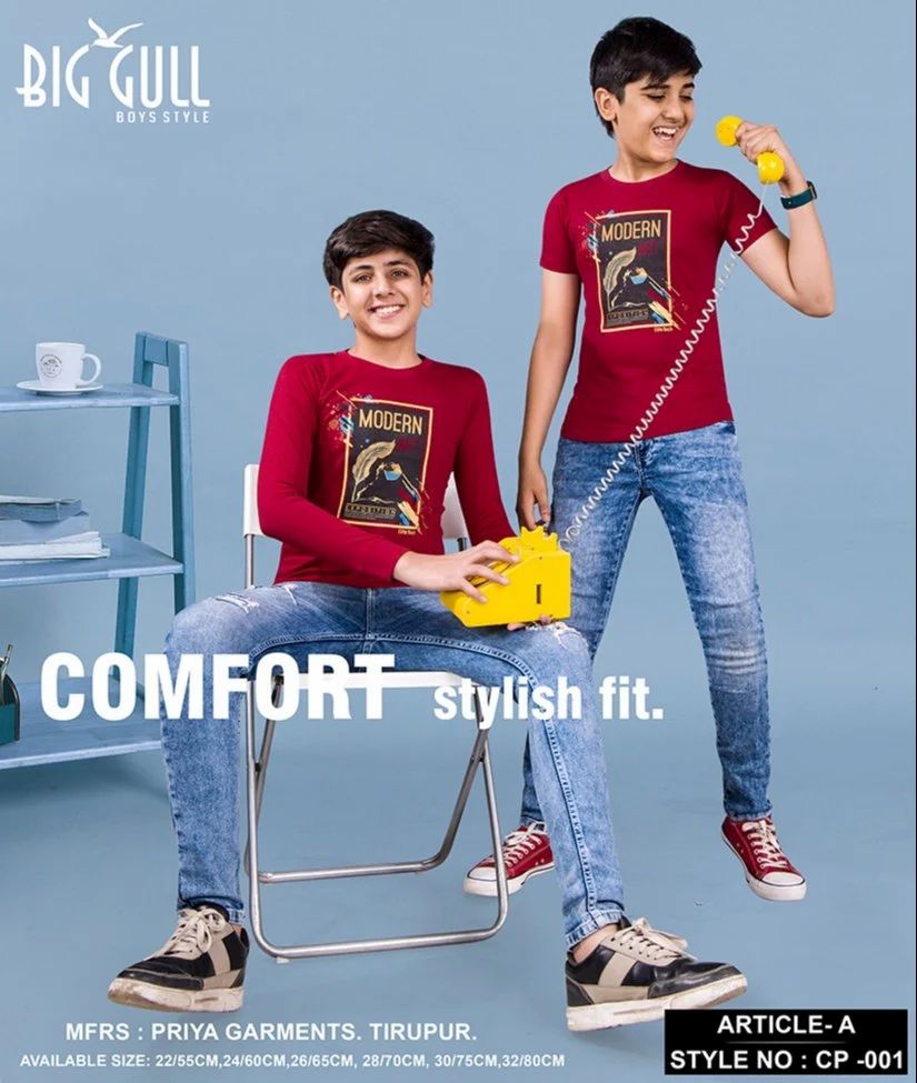 Big Gull Kids and Boys Printed Cotton T Shirts