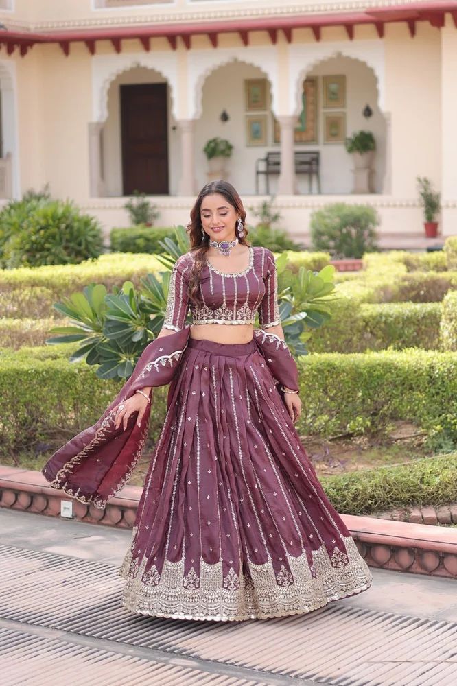 TRENDY CULTURE'S Designer Gold Crush Lehenga Choli Featuring Sequins & Zari Work