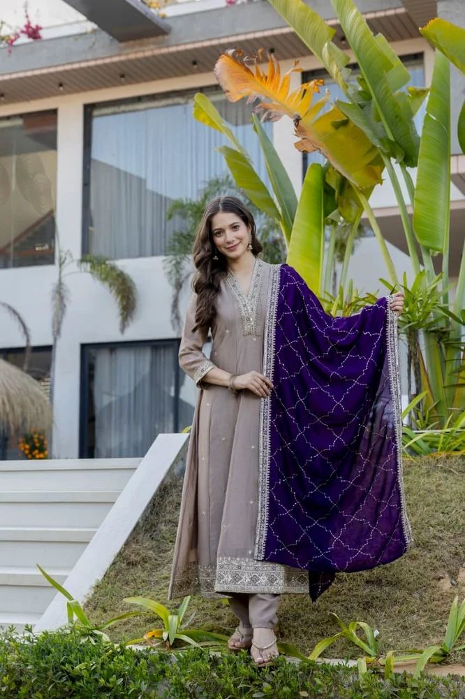 Gown Pant Dupatta Set