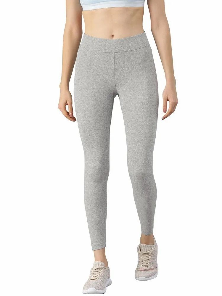 Solid Cotton Rib Stretched Jeggings For Women