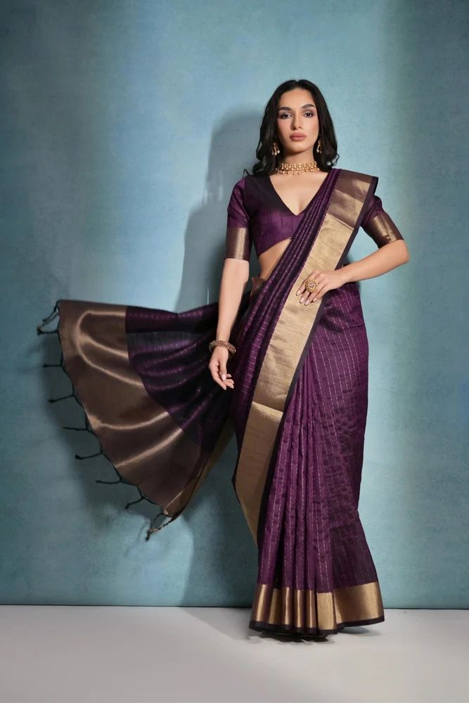 women's soft banarasi raw silk saree with premium weaving effect