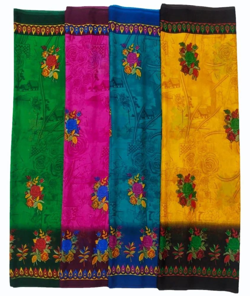 Black Haldi Yellow Reniyal Printed Saree