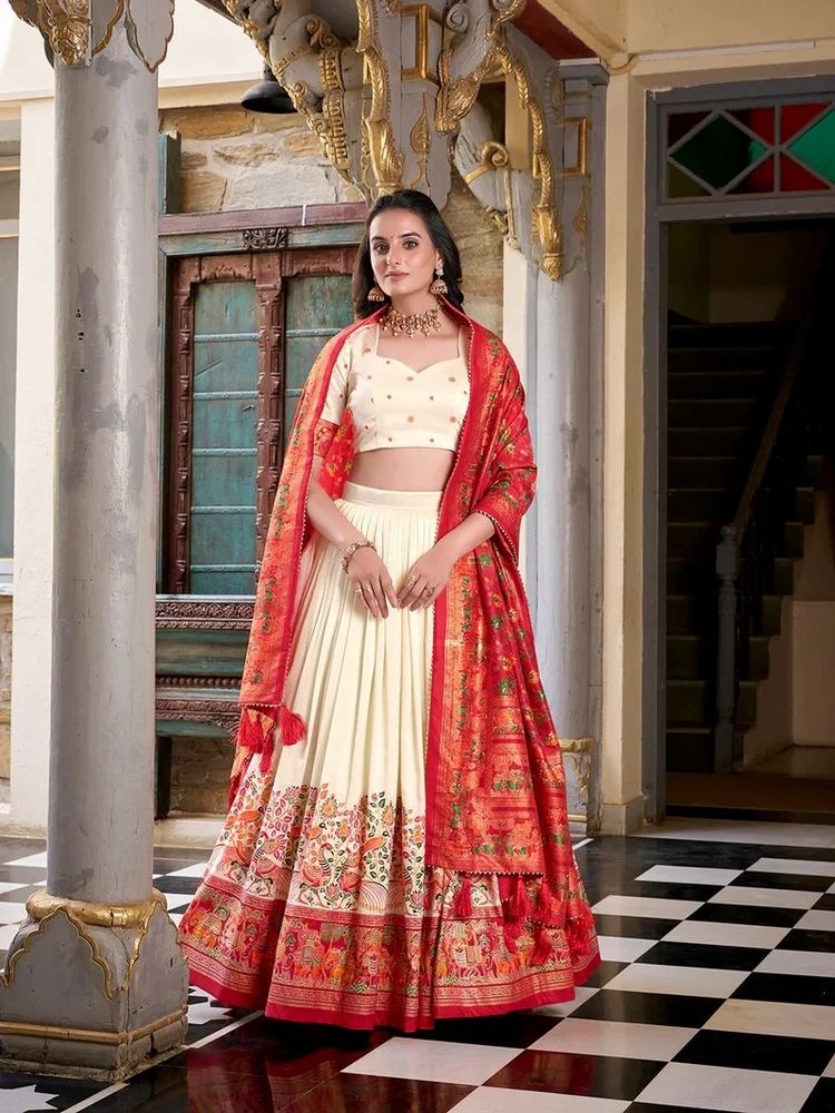 Patola Printed Tussar Silk Lehenga Choli Sets Wholesale and Manufacturer