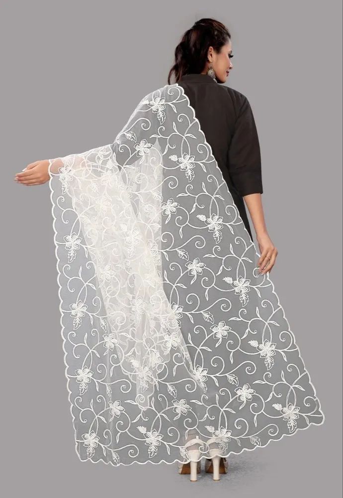 Ladies Party Wear Net Embroidery Dupatta