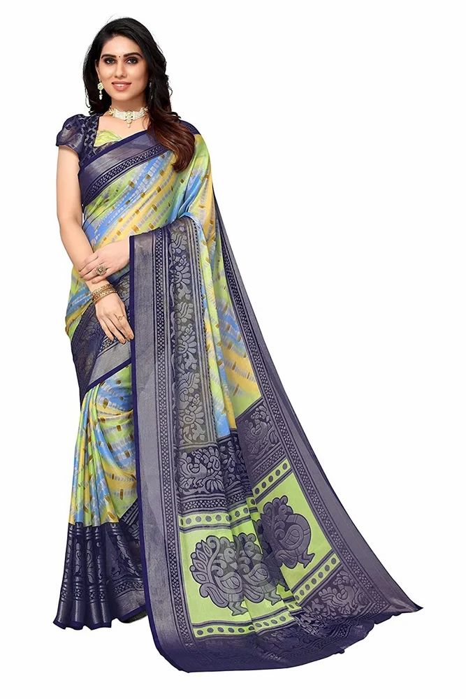 Toned Tie&Dye With Motifs Printed Soft Chiffon Brasso Saree