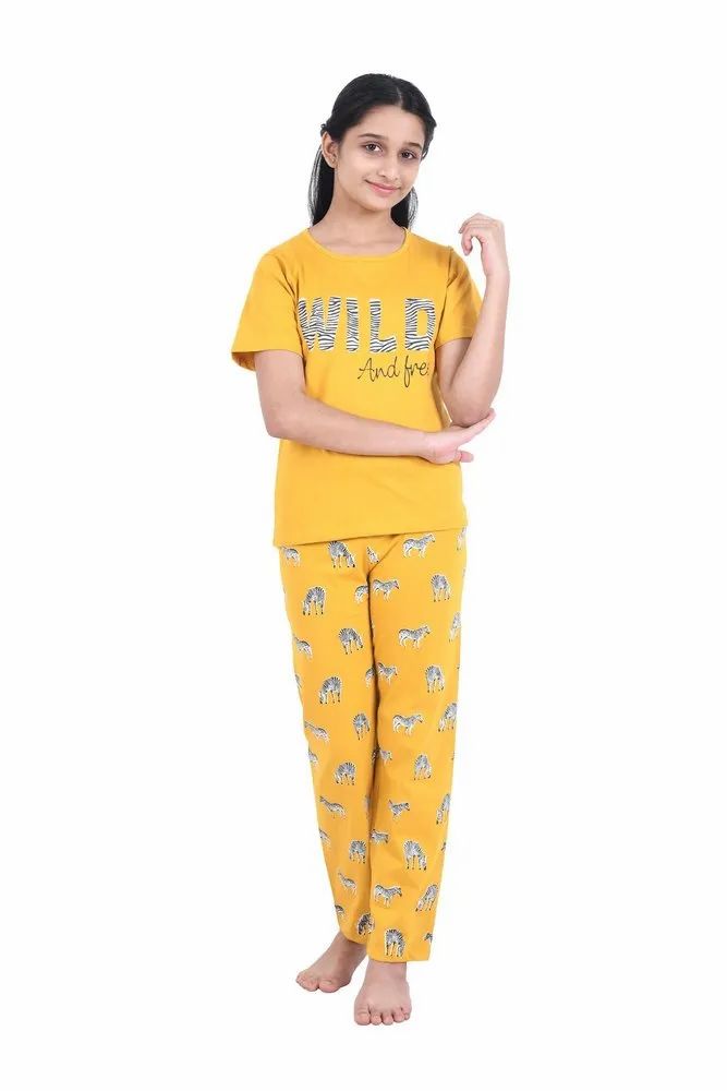 Girls Half Sleeves T-shirt And Bottom Night Suit
