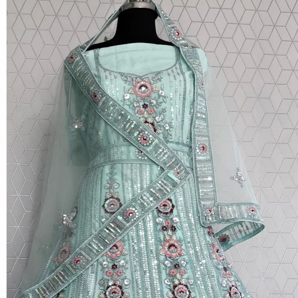 Organza Embroidered Partywear Lehenga