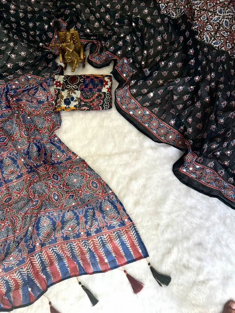 Roman Cotton Ajrakh Print Saree