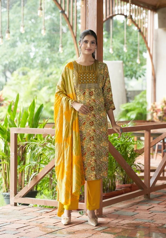 Mystic 9 Sabri Vol 3 Rayon Kurti Bottom With Dupatta Collection