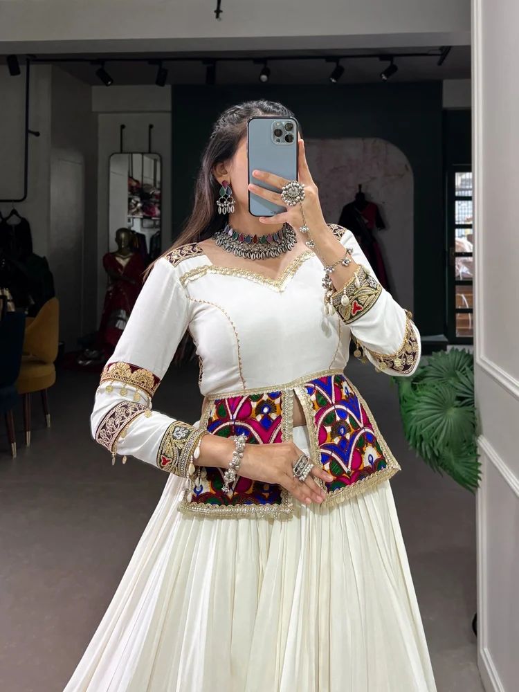 White Navratri Lehenga