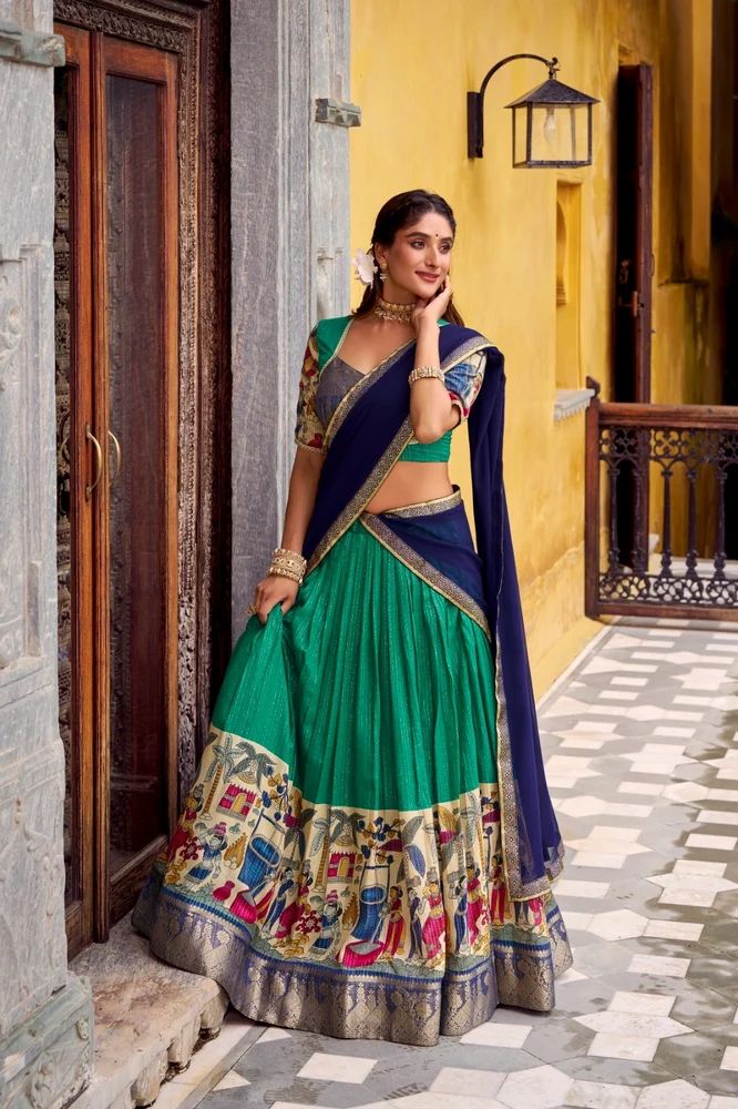 Kalamkari Pattu Lehengas