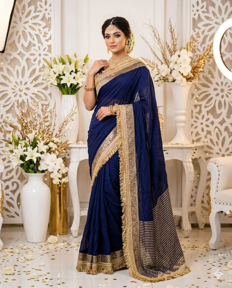 Silk tissue with lace saree