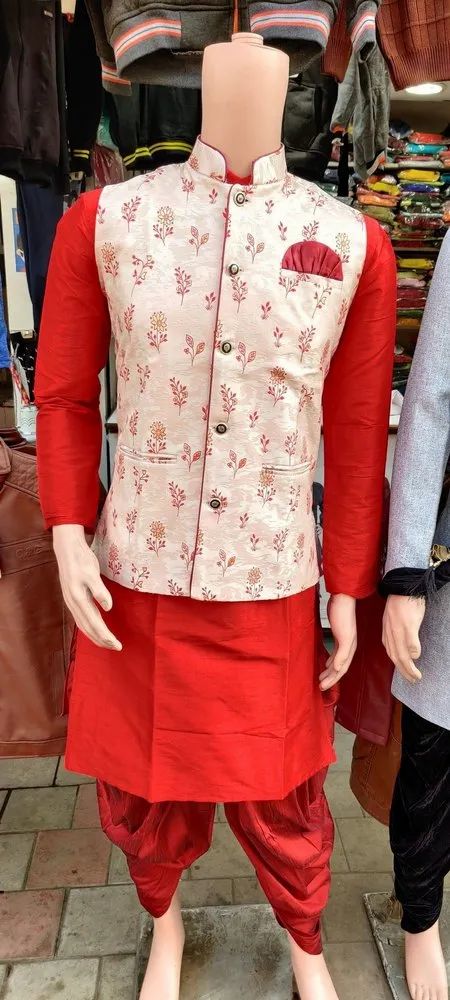 Printed Party Wear Jacquard Fabric Nehru Jacket
