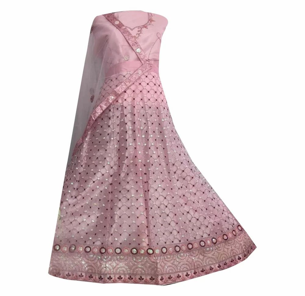 Silk Blend Embroidered Partywear Lehenga