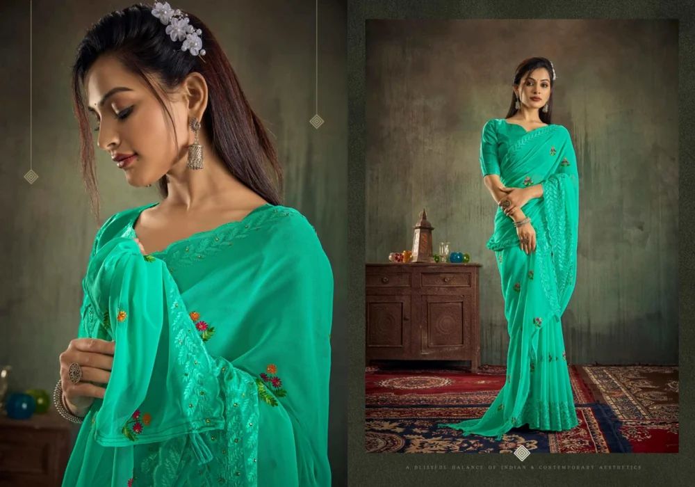 Ladies Light Green Casual Wear Saree
