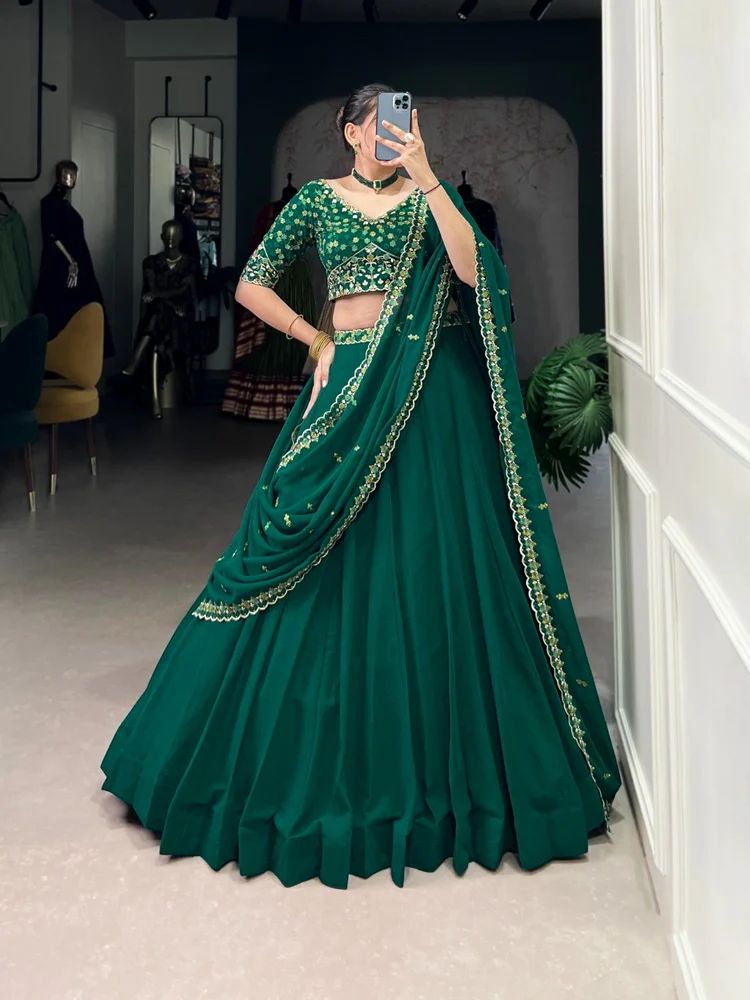 TRENDY CULTURE'S Ethnic Georgette Lehenga with Embroidered Belt