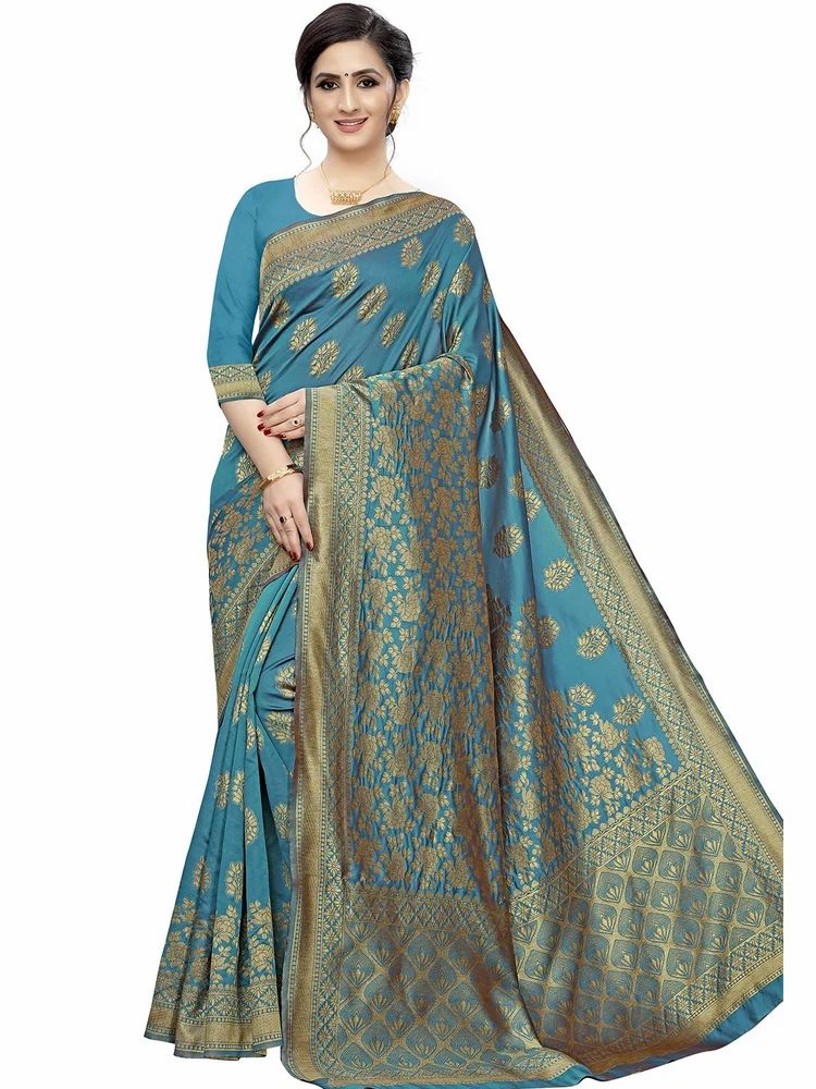 Cotton Silk Saree with Golden Zari Border