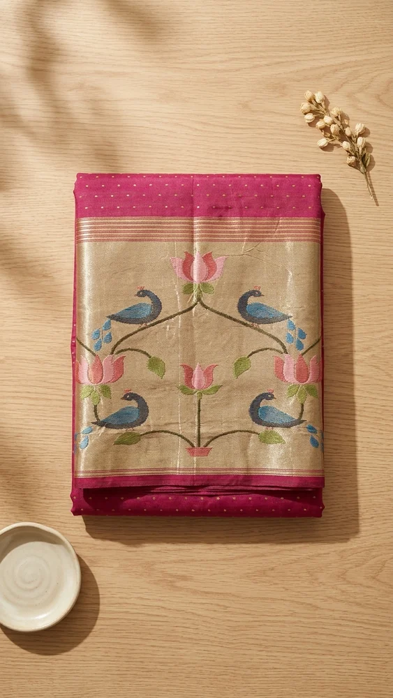 Magenta Pink Cotton Jamdani Woven Saree