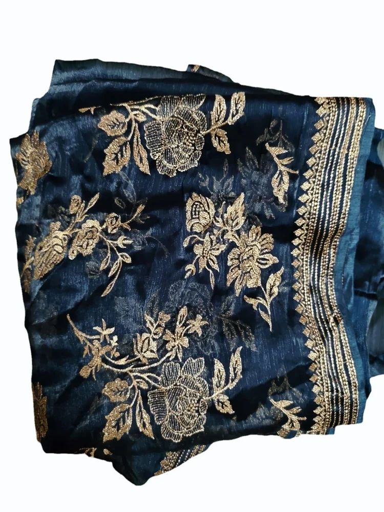 120 GSM Blue Pure Cotton Saree