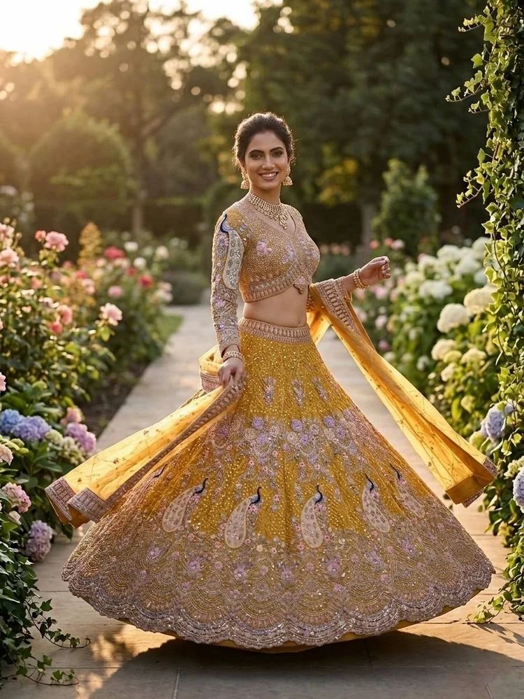 Fancy Bridal Wear Flared Lehenga for Women
