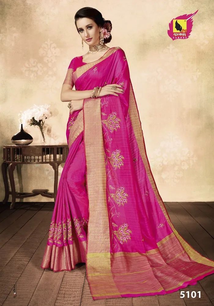 Fancy Silk Embroidery Saree