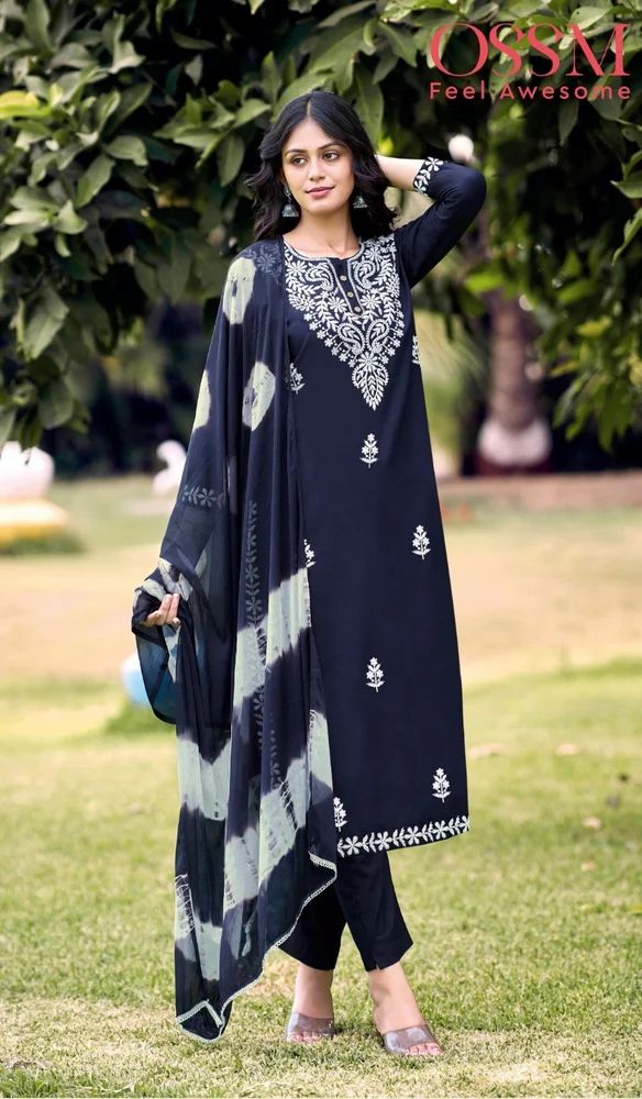Ladies Fancy Rayon Kurti Pant Set