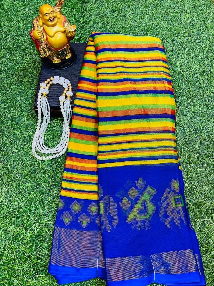 Toned Lining With Ethnic Motifs Printed Soft Chiffon Brasso Saree