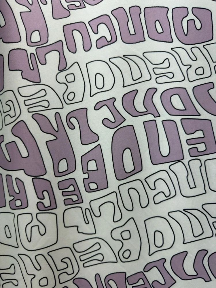 White Purple Looper Digital Print Fabric