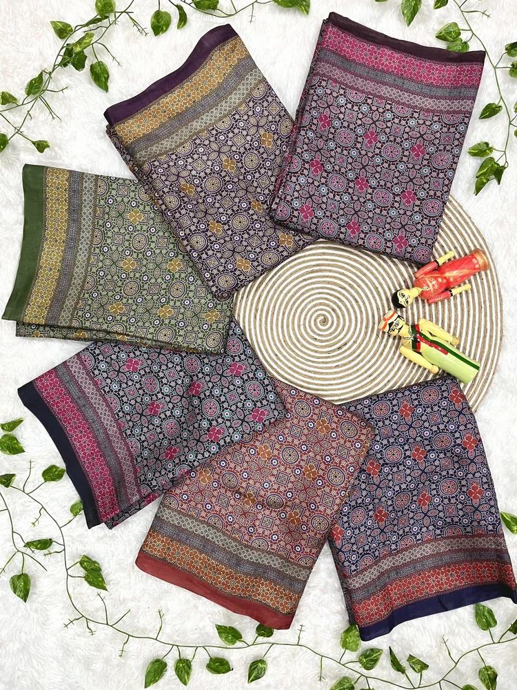 SOFT AJRAKH PRINTED SILK SAREE
