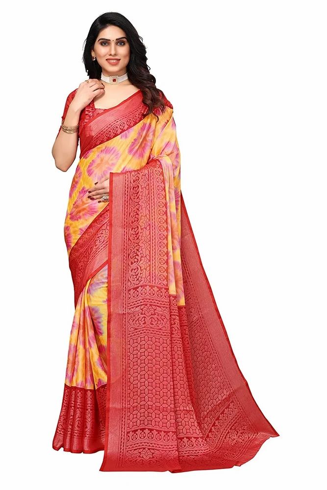 Toned Tie&Dye With Motifs Printed Soft Chiffon Brasso Saree