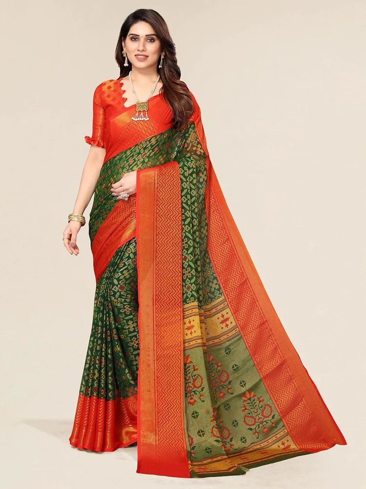 Leeza Store Toned Ethnic Motifs Bhagalpuri Brasso Saree