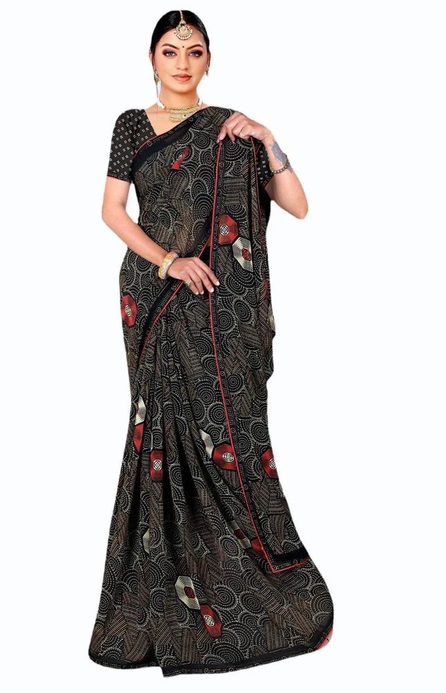 Black Weightless Printed Saree