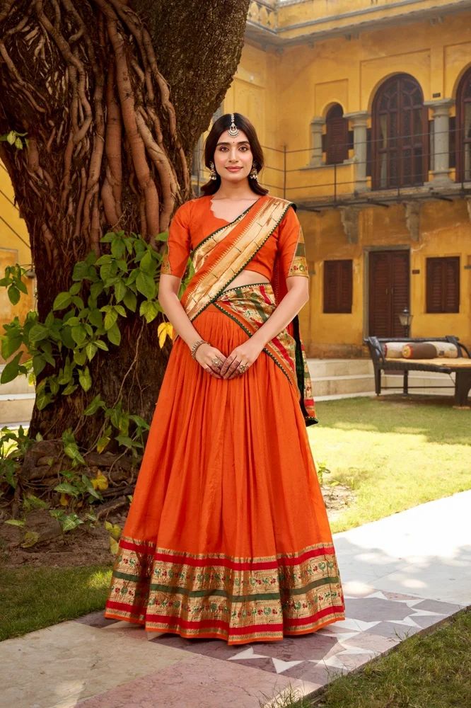 TRENDY CULTURE'S Pure Chanderi Zari Weave Lehenga Choli