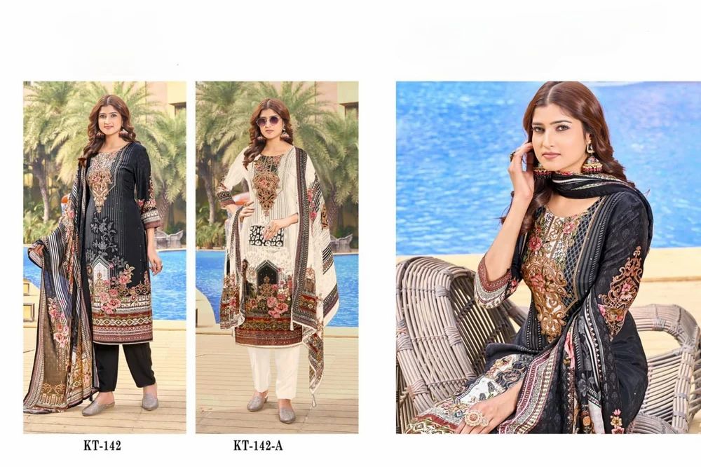 Pure Viscous Maslin Digital Print and Aari Work