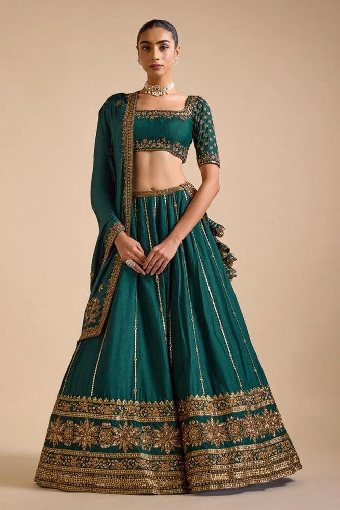 Vichitra Silk Zari Embroidery Lehenga Choli - Direct Factory Price by TRENDY CULTURE