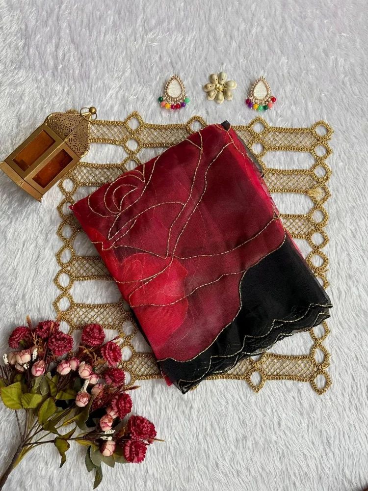 Black Organza Handwork Saree