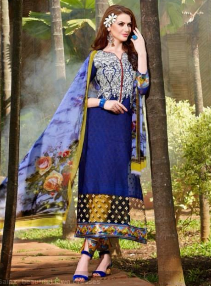 Cotton Lawn With Embroidery Semi Stitched Suits D No 2