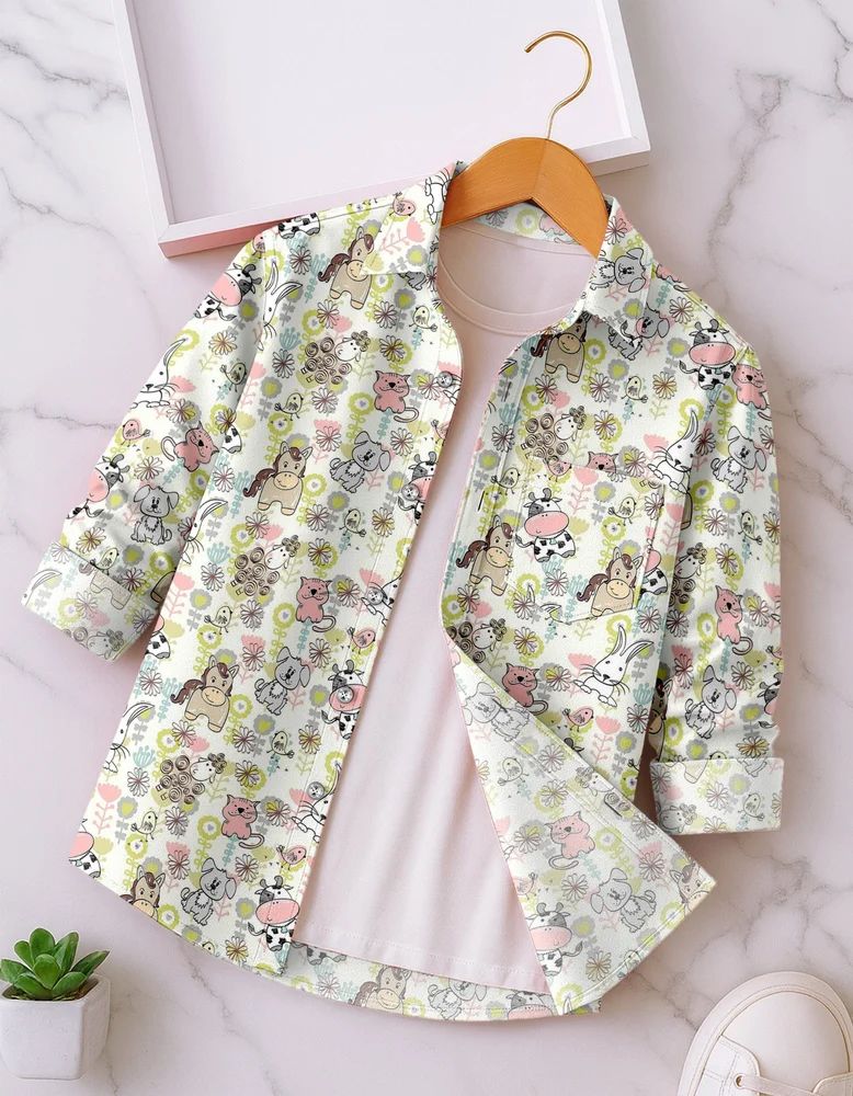 Cream Boys Rayon Animal Print Shirt