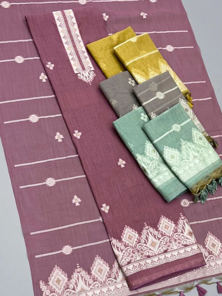 MUGA COTTON UNSTICHED SUIT
